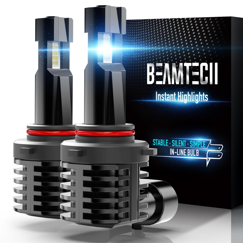BEAMTECH 9012 Bulb, Fog Light Bulbs for ATV UTV Fanless in Line HIR2 6500K Xenon White Of 2 - Image 1